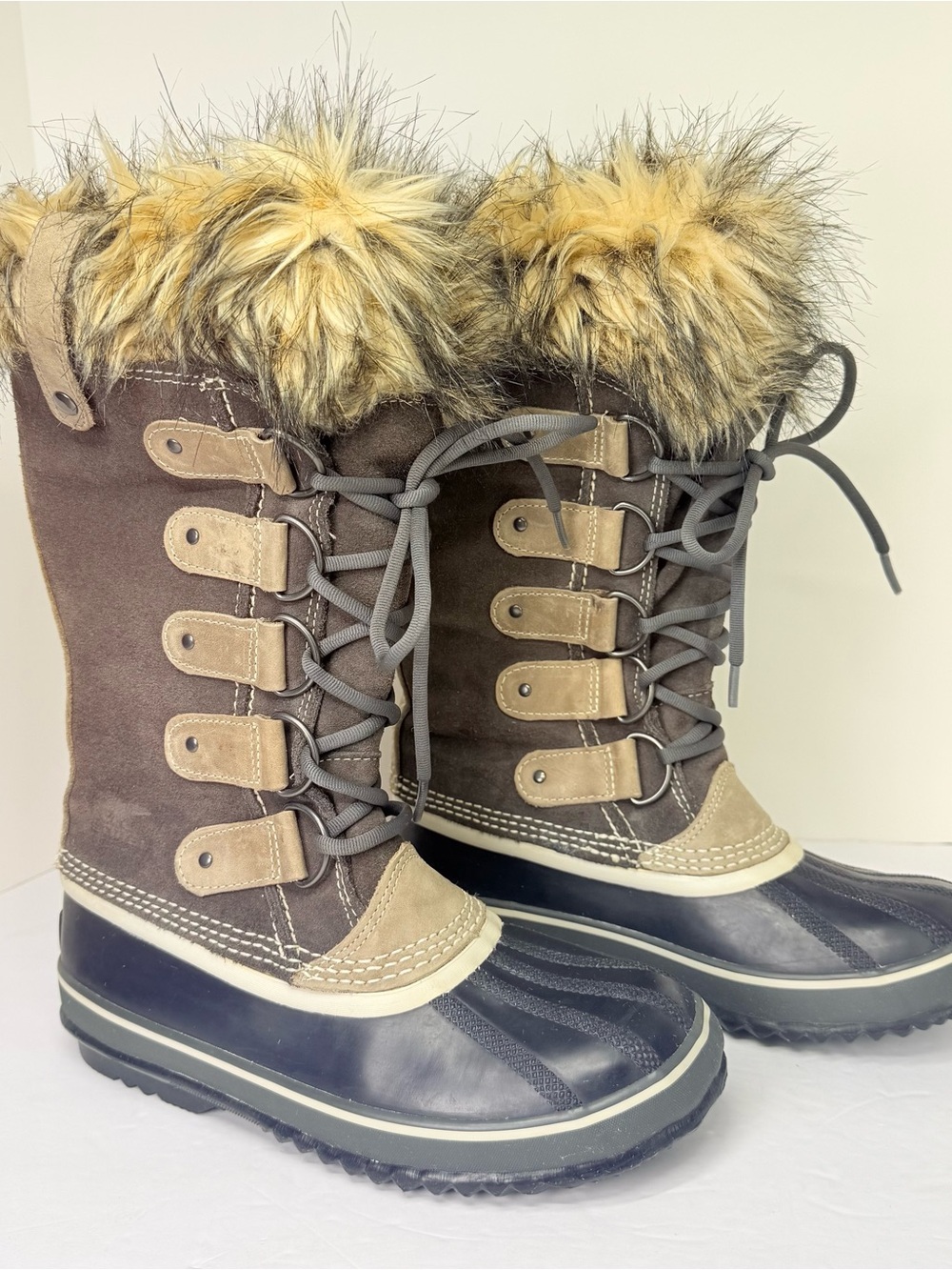 Sorel Joan of Arctic Boots Brown Waterproof Faux Fur Suede Women’s 8